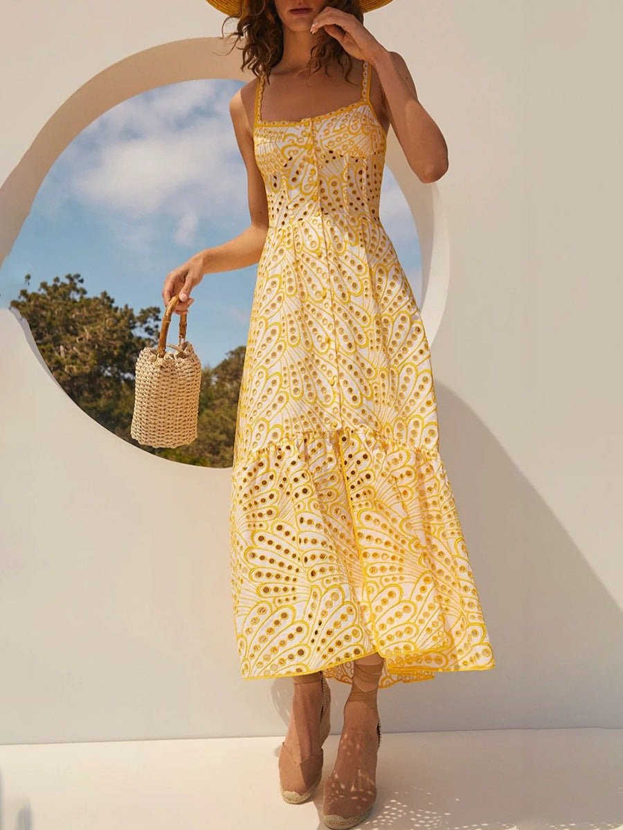 Bryne Maxi Domen's Dress - Ricamo in cotone, Summer Boemian Look & Aerial Comfort
