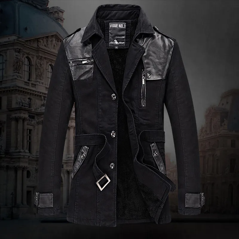 Arth Men's Winter Jacket Sherpa – Military Style, Faux Leather Details & Warmth