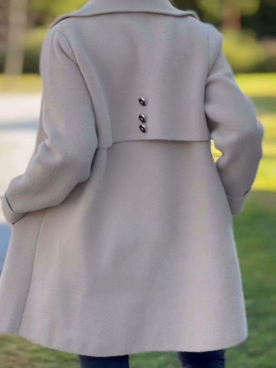 Elegant Women's Carp Coat – Mixed Wool Coat with Classic Buttoning