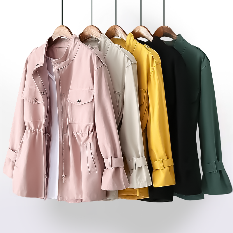 Julie Femme Imperméable Coton Ciré – Manteau Étanche Élégant & Léger pour Mi-Saison