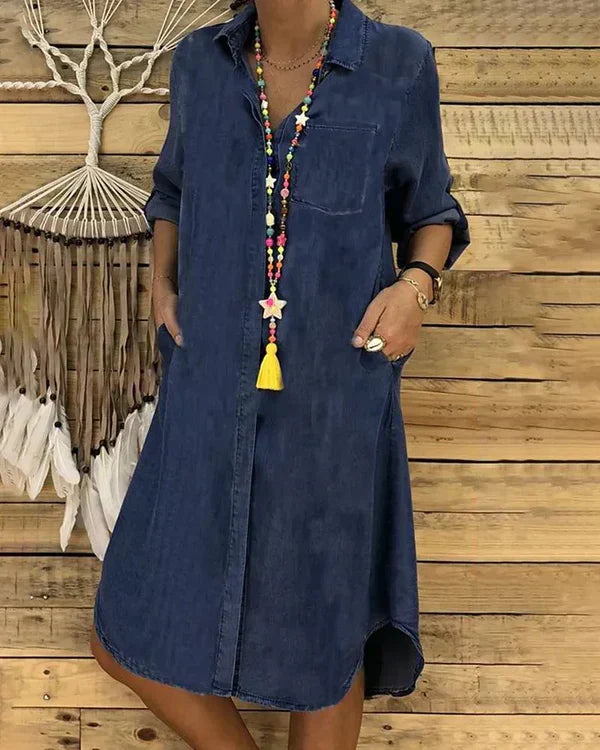 Morgane Robe Chemise en Jean Femme – Coupe flatteuse & confort léger