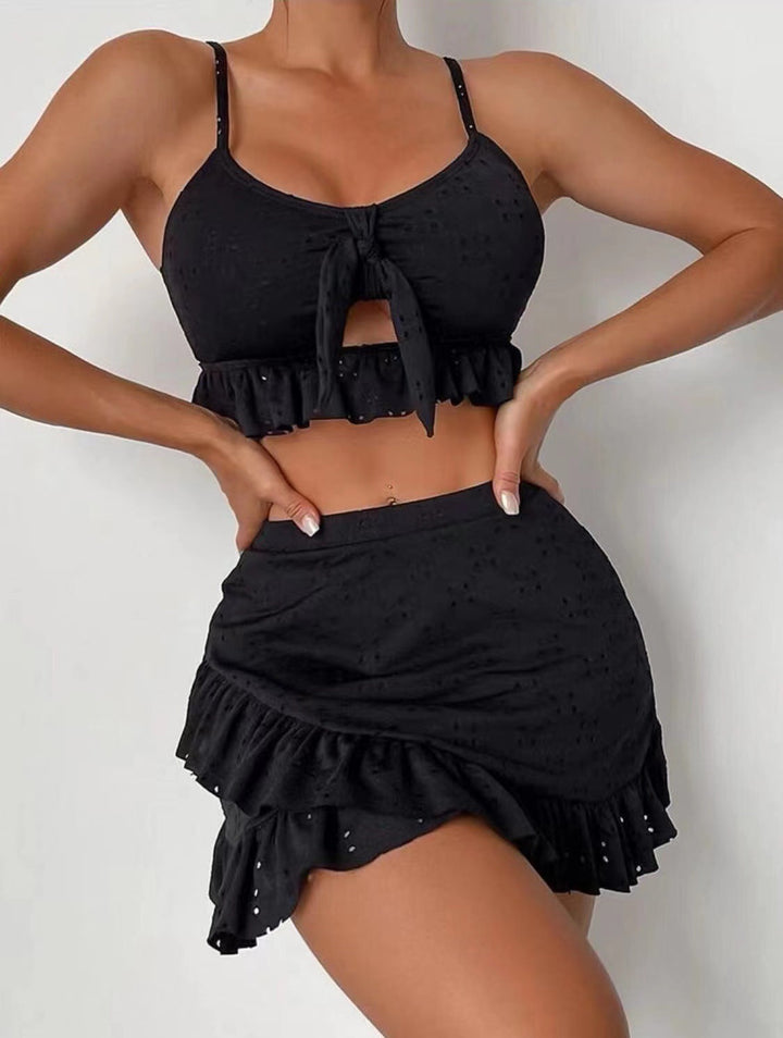 Serena Ensemble de Bain 3 Pièces Femme – Bikini Tendance avec Volants, Jupe & Haut Assorti