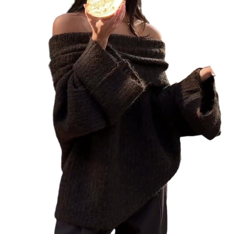 Sherry Pull Damen Schulterfrei Weich – Weite Passform & Weibliche Eleganz Gemütlich