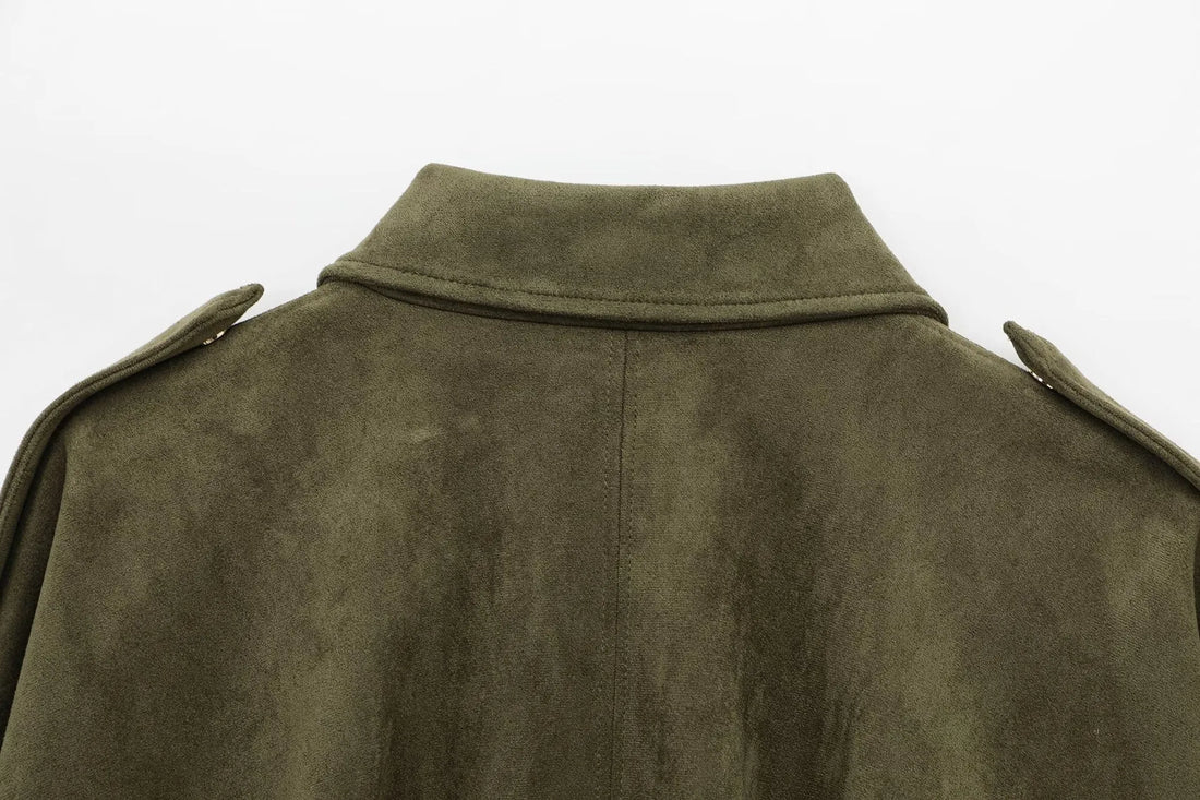 Isla Veste Femme en Daim – Blouson Oversize Élégant avec Coupe Moderne & Confort Doux