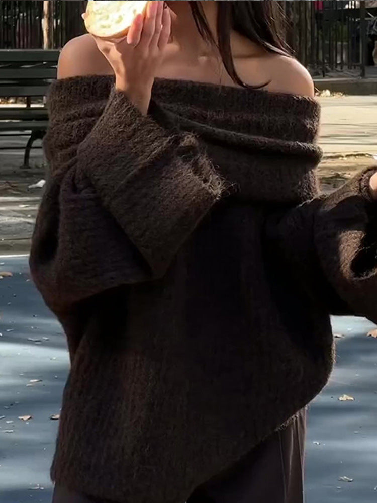 Sherry Pull Damen Schulterfrei Weich – Weite Passform & Weibliche Eleganz Gemütlich