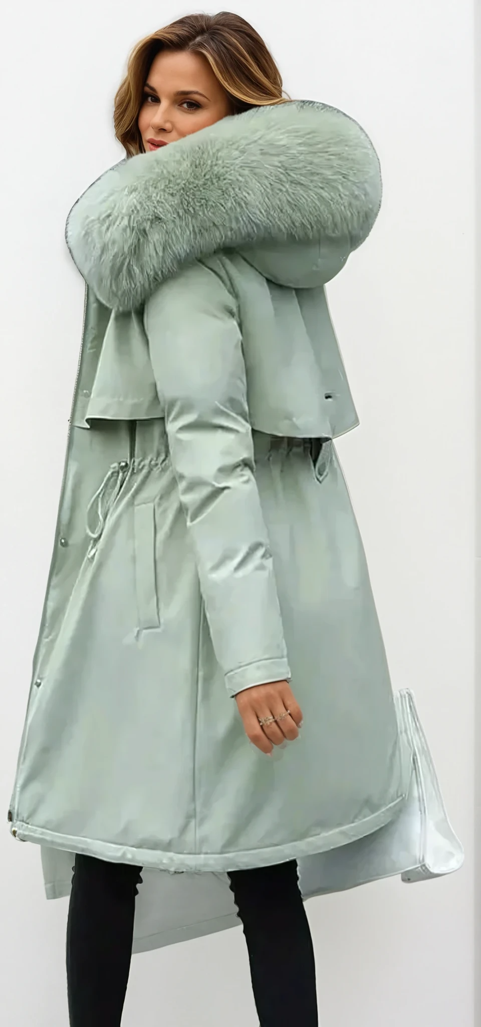 Gillian Faux Fur Coat for Women – Luxury Winter Coat Elegant A-Line Cut