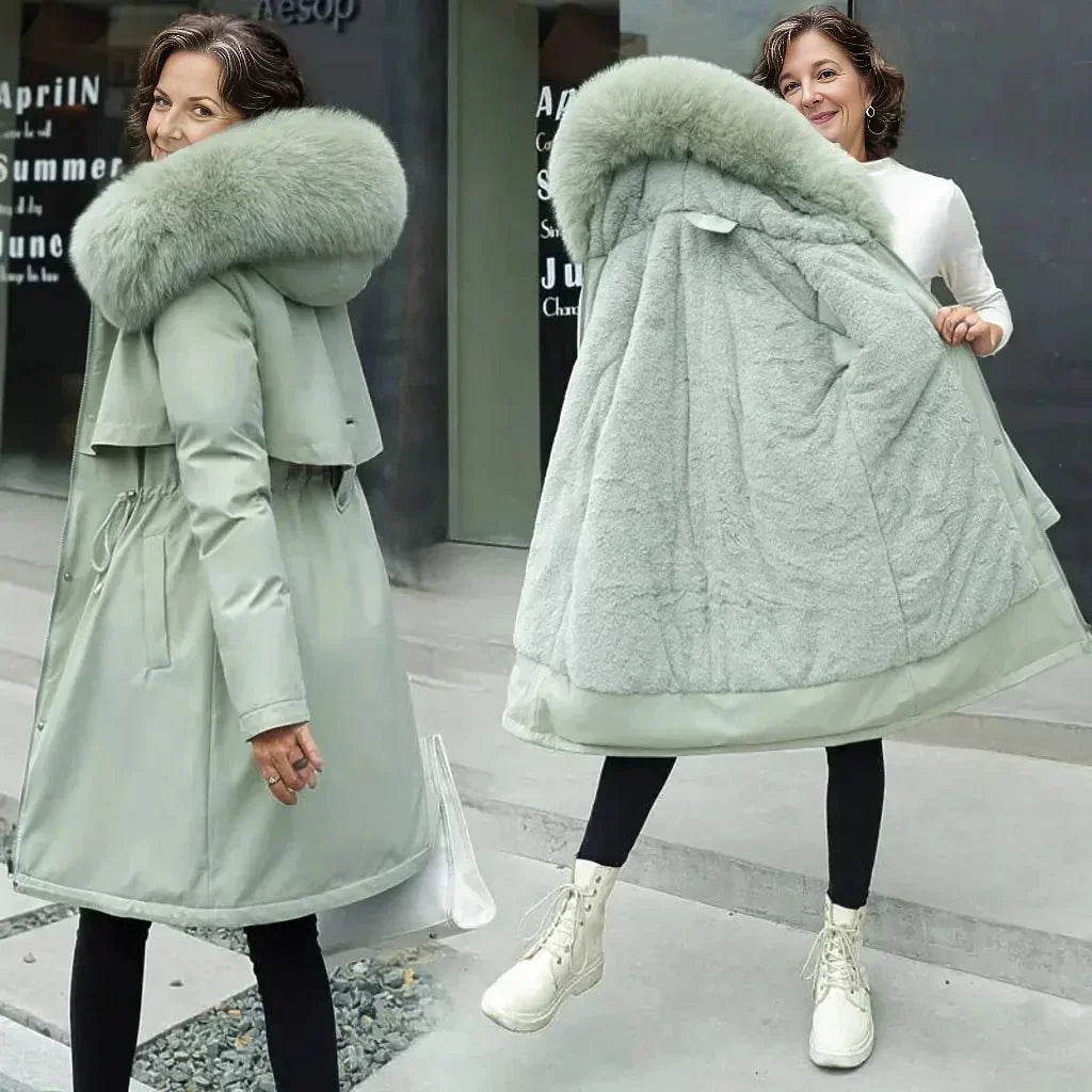 Gillian Faux Fur Coat for Women – Luxury Winter Coat Elegant A-Line Cut