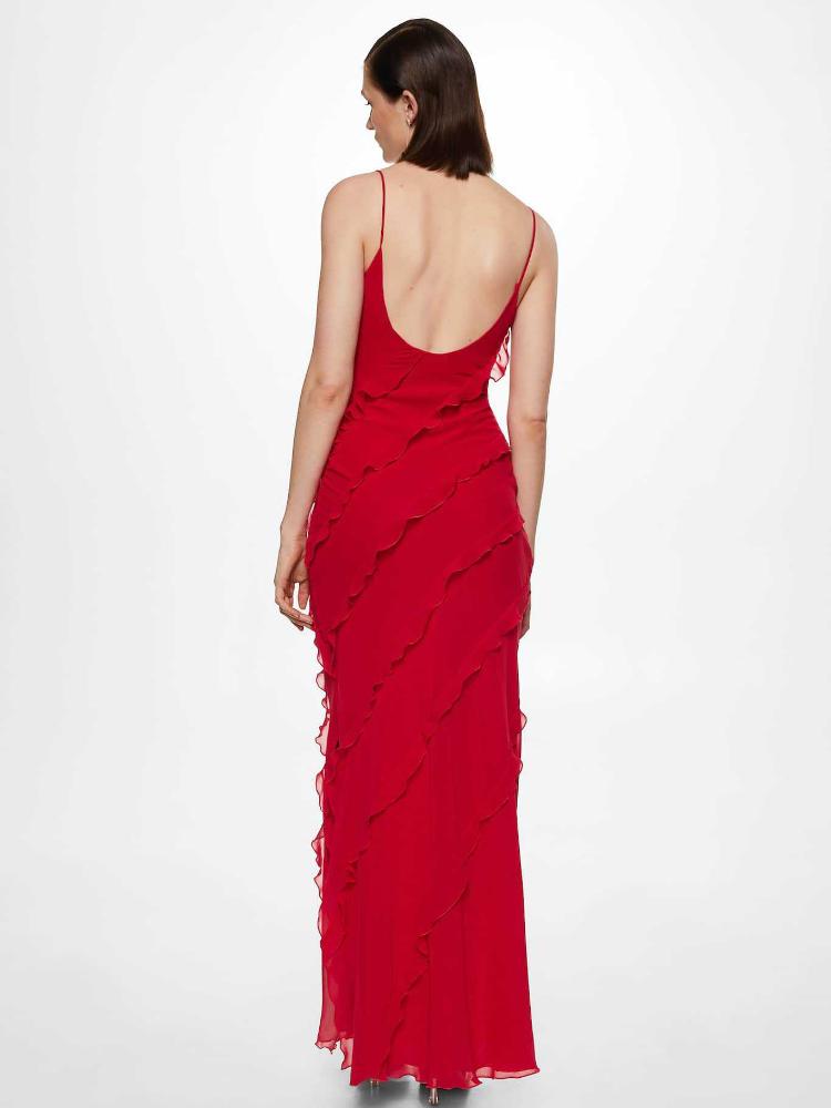 Angelina Robe Maxi Femme – Robe Rouge à Volants, Sensuelle & Glamour