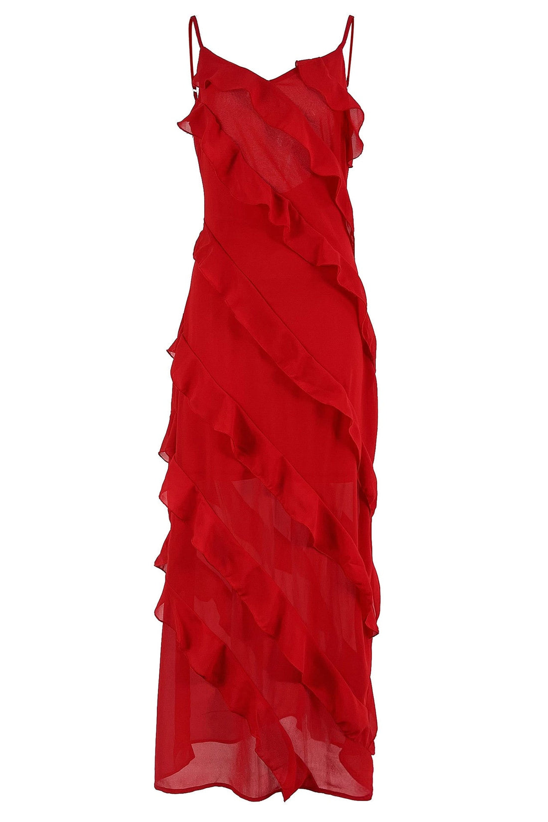 Angelina Robe Maxi Femme – Robe Rouge à Volants, Sensuelle & Glamour