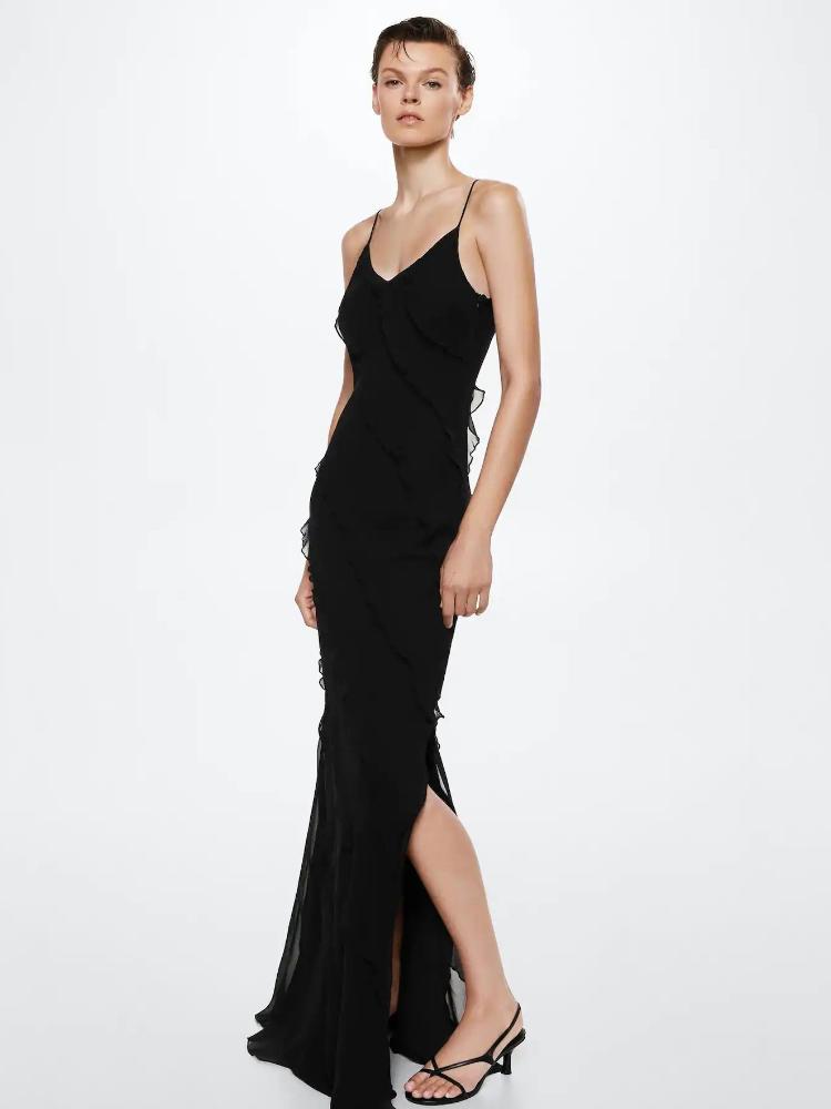 Angelina Robe Maxi Femme – Robe Rouge à Volants, Sensuelle & Glamour