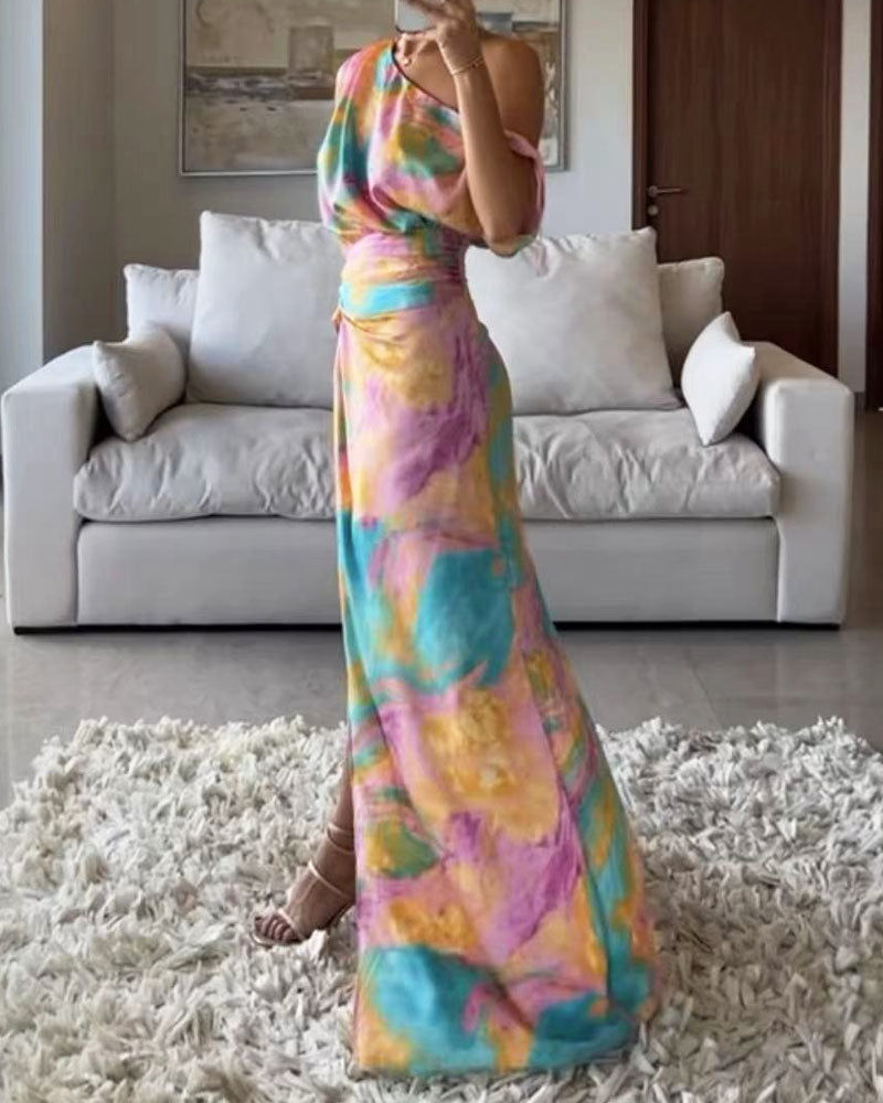 Josephine Robe Maxi Femme – Robe d'Été Légère en Viscose avec Imprimé Artistique & Look Élégant