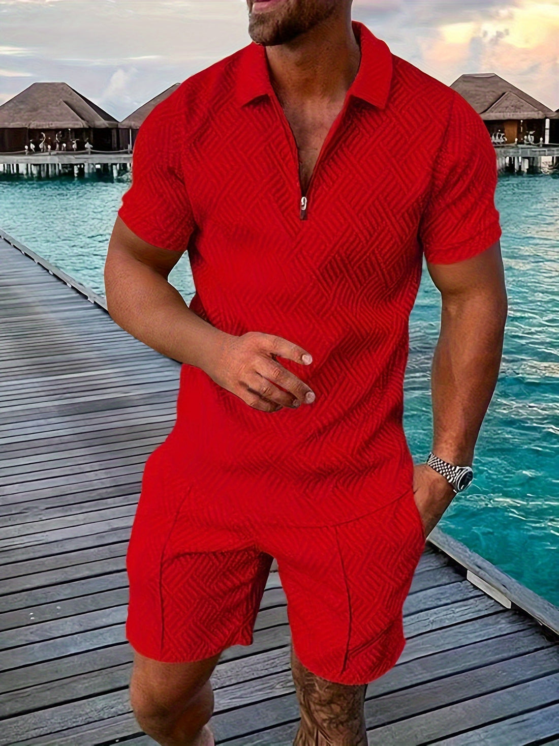 Lucas Ensemble Men Summer - geometrico corto set con tessuto alto e traspirante