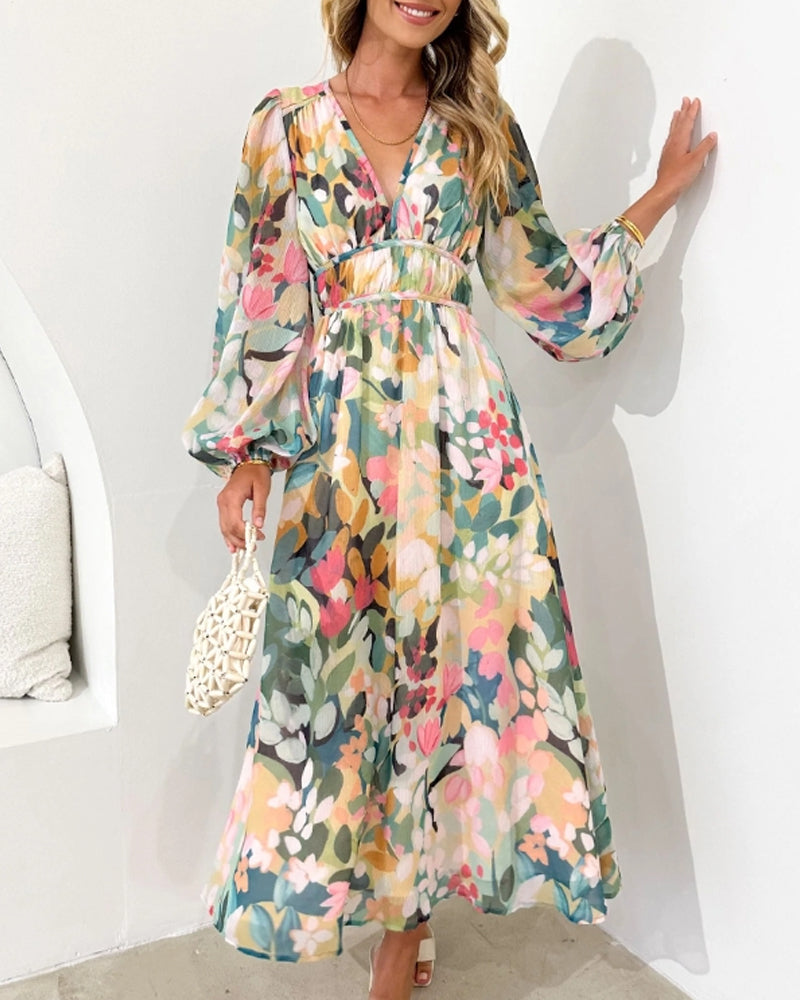 Vivian Robe Maxi Femme – Robe d'Été Légère avec Imprimé Fleuri Multicolore & Coupe Élégante