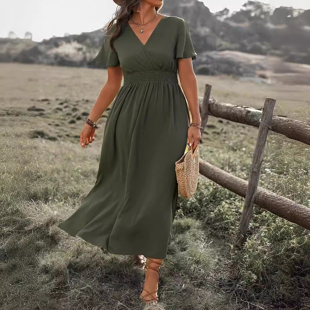 Vanessa Robe Maxi Femme – Longue Robe Noire avec Taille Smockée & Coupe Élégante et Fluide