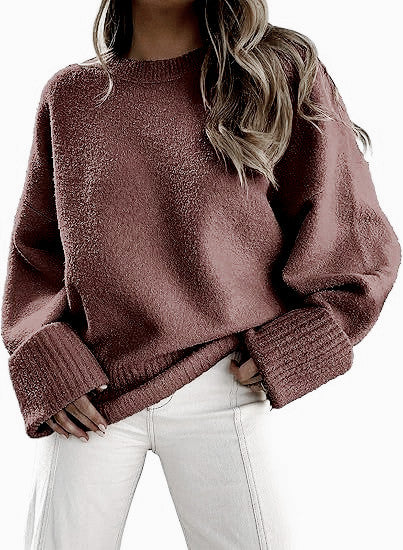 Amira Damenpullover aus weichem Plüsch – Rundhalsausschnitt, entspannte Passform & zeitloser Komfort