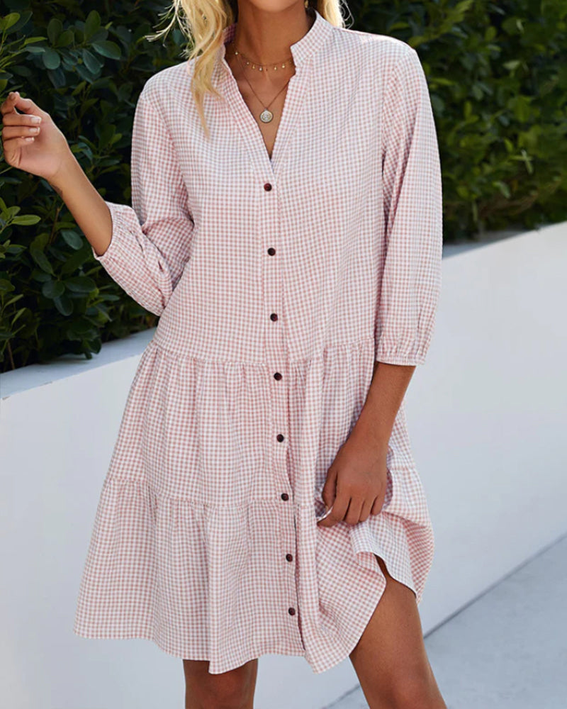 Adeline Robe d'Été Femme – Robe Légère en Coton avec Motif Vichy & Coupe Aérée