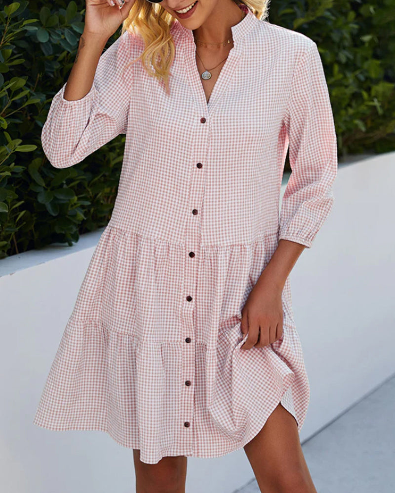 Adeline Robe d'Été Femme – Robe Légère en Coton avec Motif Vichy & Coupe Aérée