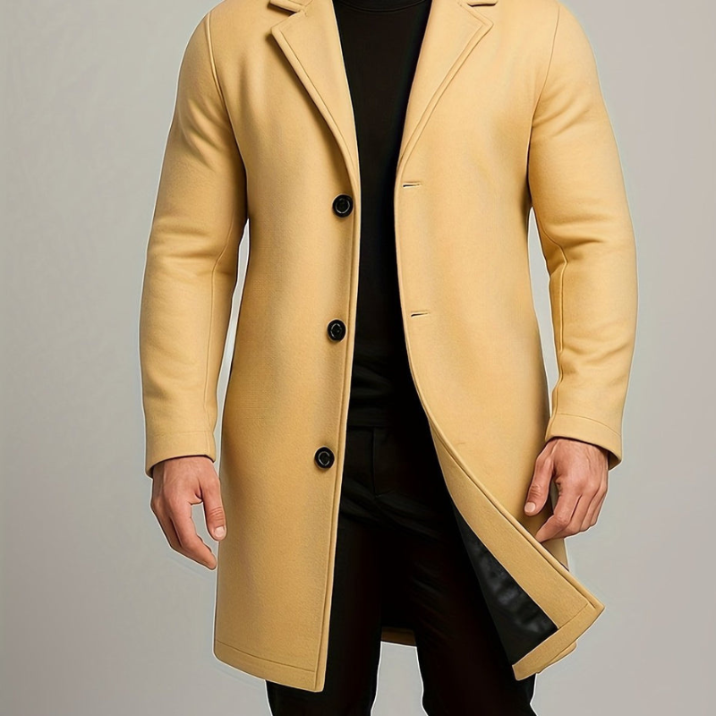 Ian Men's Winter Coat | Long Buttoned Coat | Windproof & Elegant Design