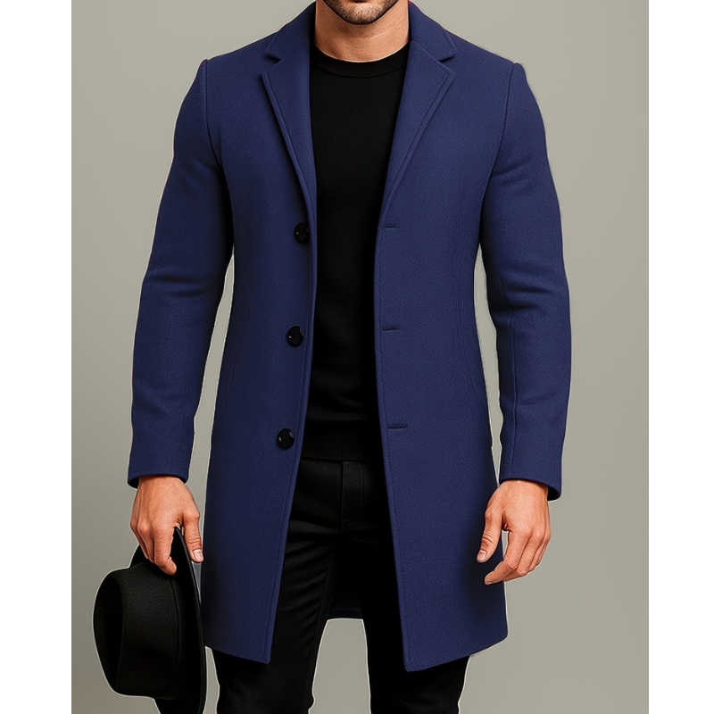 Ian Men's Winter Coat | Long Buttoned Coat | Windproof & Elegant Design