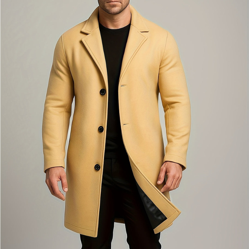 Ian Men's Winter Coat | Long Buttoned Coat | Windproof & Elegant Design