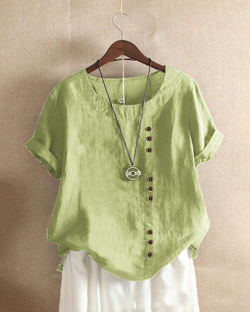 Lena Blouse Femme – Blouse Légère en Lin avec Boutonnage & Look Naturel