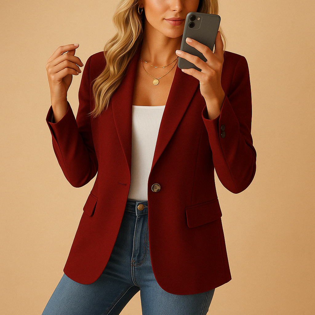 Blazer Kelly Mujer Entallado – Chaqueta Elegante con Tejido Elástico y Corte Estructurado Para Look Chic