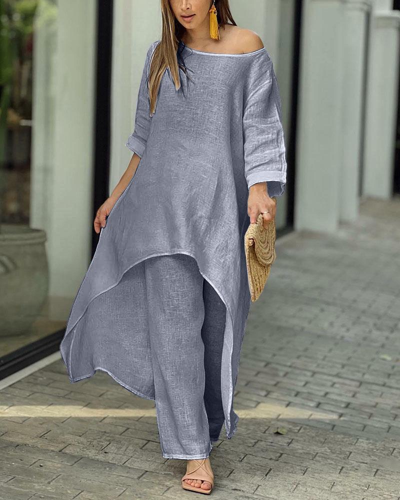 Ensemble Tunique Femme Rachel – Élégant Set Deux Pièces avec Tunique Aérienne & Pantalon Cintré