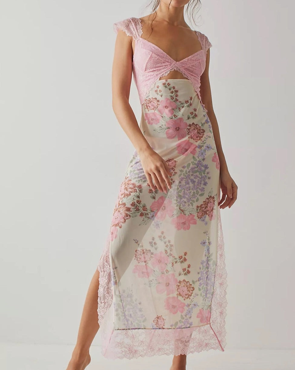 Dina Robe Midi Été – Tissu Dentelle & Polyester Haut de Gamme pour un Style Chic et Raffiné