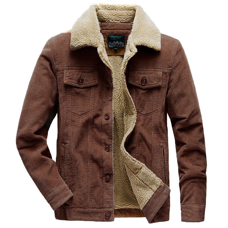 Mason Men's Trucker Jacket – Corduroy Lined with Sherpa, Teddy Collar & Classic Buttons