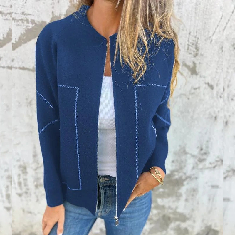 Amina Vestă cu fermoar pentru femei – Palton cald impermeabil cu căptușeală izolantă