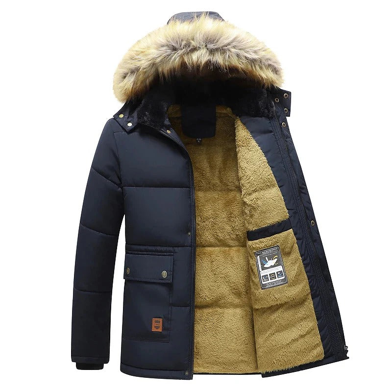 Amos Men's Winter Parka – Padded Coat with Fur Collar and Comfortable Fit