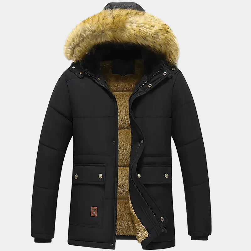 Amos Men's Winter Parka – Padded Coat with Fur Collar and Comfortable Fit