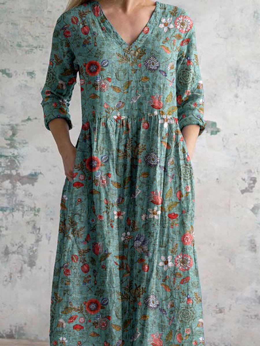 Robe d’Été Femme Calista – Robe Fleurie avec Col en V & Coupe Fluide pour un Look Élégant