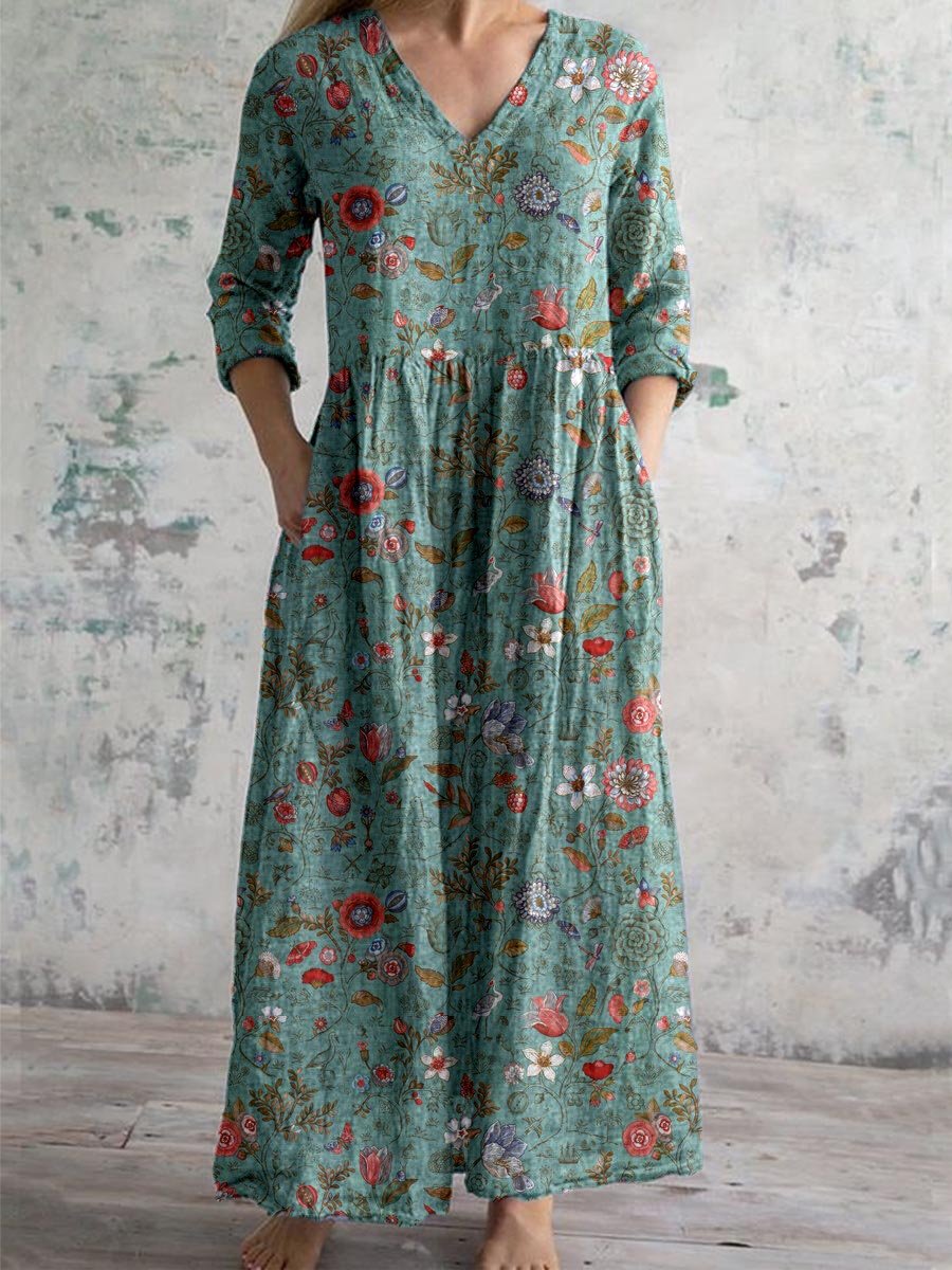 Robe d’Été Femme Calista – Robe Fleurie avec Col en V & Coupe Fluide pour un Look Élégant