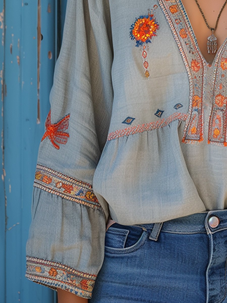 Sienna Blouse Femme Bohème – Broderie Authentique & Coupe Estivale Aérée