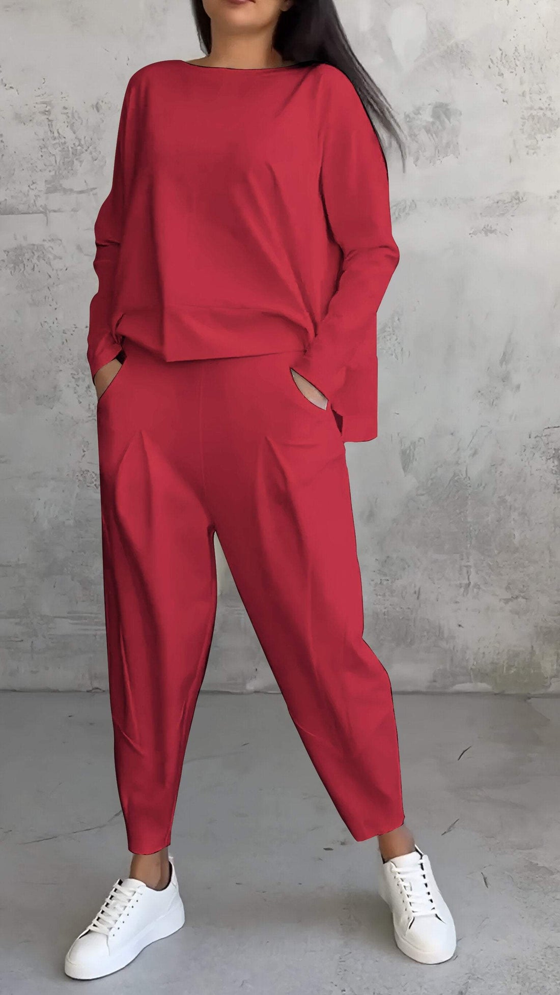Emilie Ensemble Femme – Tenue à Col Rond en Spandex Confortable et Élégante au Style Moderne