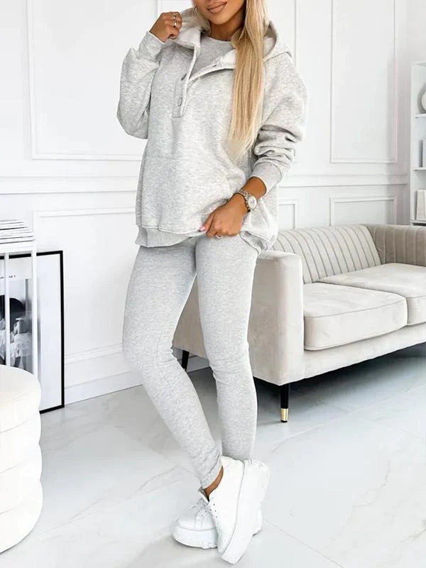 Leslie Sæt Loungewear til Kvinder – Hoodie & Leggings Sæt i Blandingsbomuld Komfort