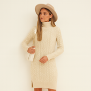 Aline Vienna Sukienka Sweterkowa Zimowa Damska – Ciepła Sukienka Midi z Dzianiny z Klasycznym Komfortowym Krojem