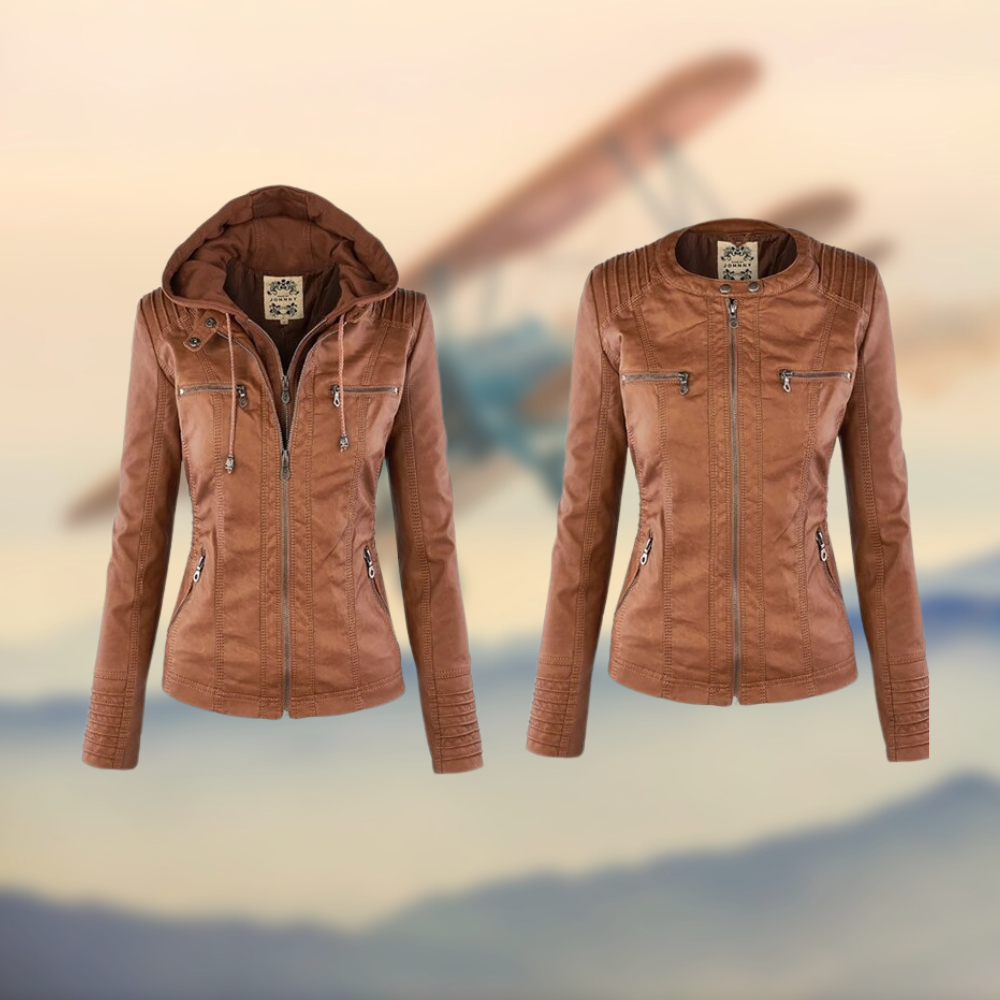 Vivian Veste Femme – En Cuir Souple avec Capuche, Élégante & Polyvalente au Quotidien