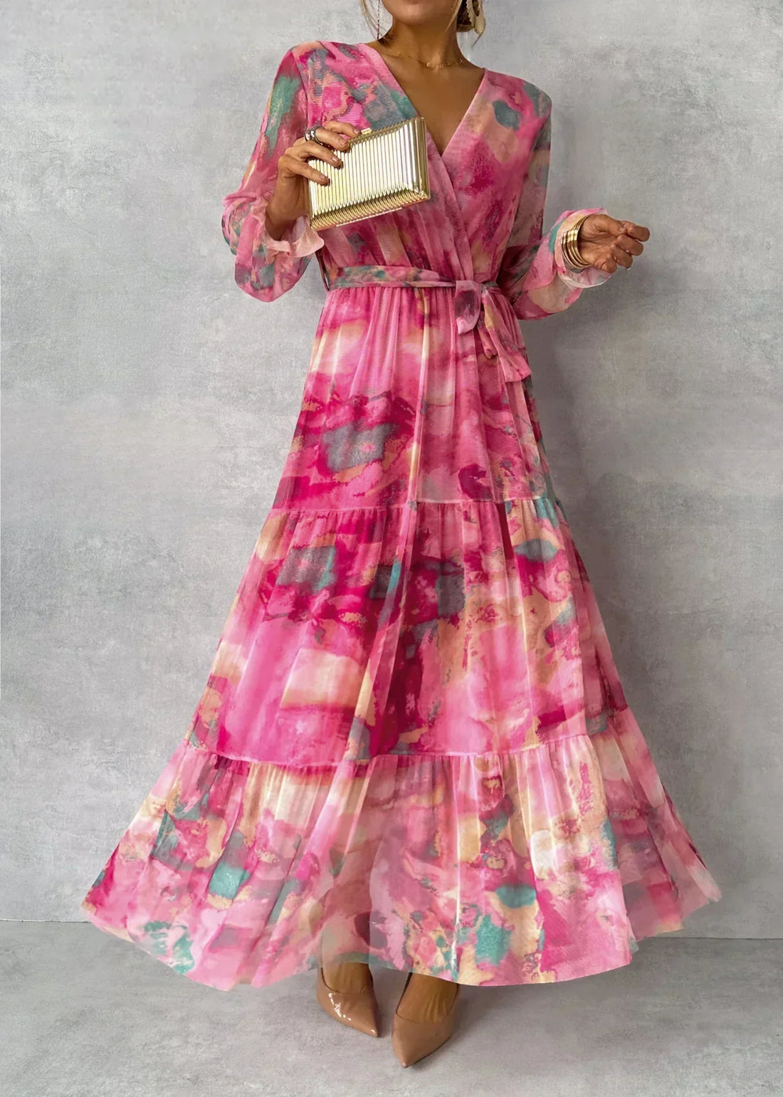 Mary Robe d'Été Femme – Robe Longue Légère à Manches Longues, Élégante & Moderne