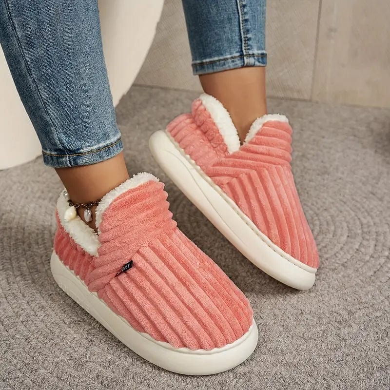 Lily Femme Zapatillas – Pantuflas de Terciopelo Acanelado con Forro de Piel Sintética y Suela Antideslizante
