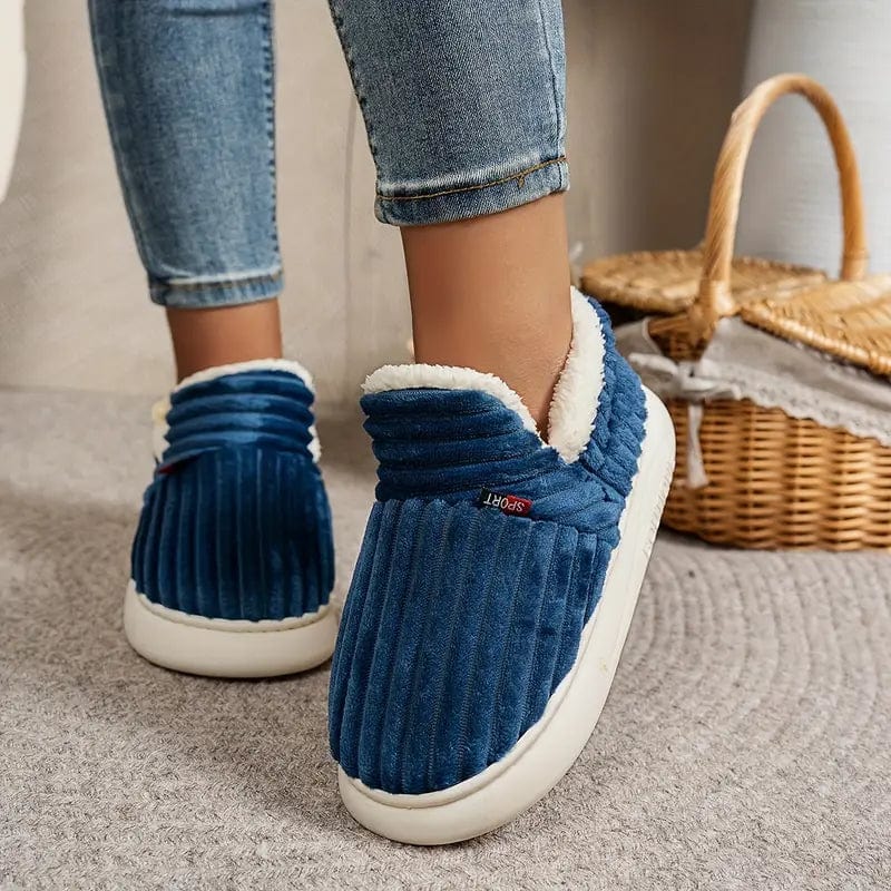 Lily Femme Zapatillas – Pantuflas de Terciopelo Acanelado con Forro de Piel Sintética y Suela Antideslizante