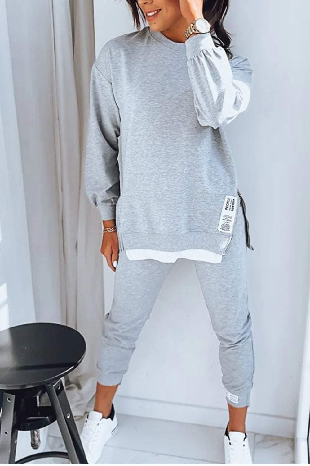 Aisha Ensemble Femme – Survêtement Confortable avec Haut à Manches Longues & Pantalon Ajusté