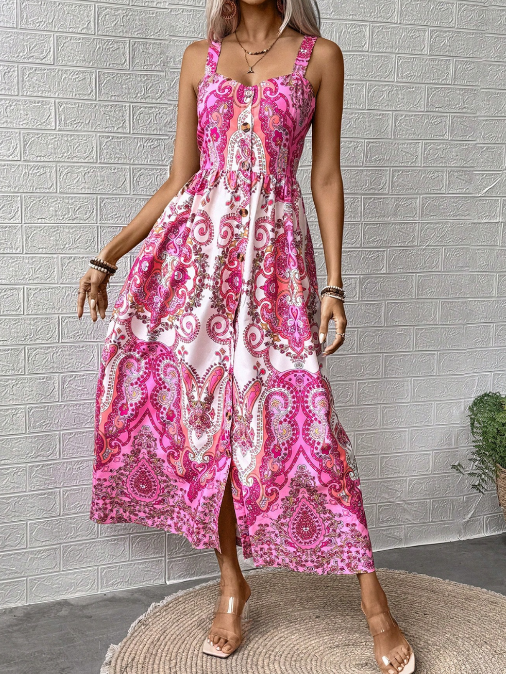 Luna Robe Longue Femme – Robe Bohème d’Été avec Bretelles Spaghetti et Coupe Fluide Aérienne