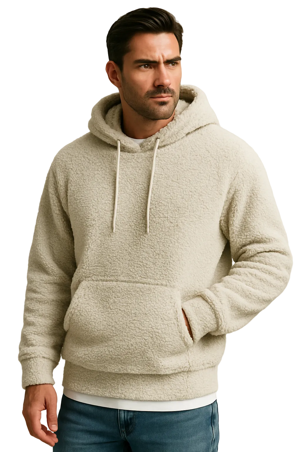 Romano Alvarez Pull Teddy Homme – Sweat à Capuche en Fleece Doux Coupe Confort