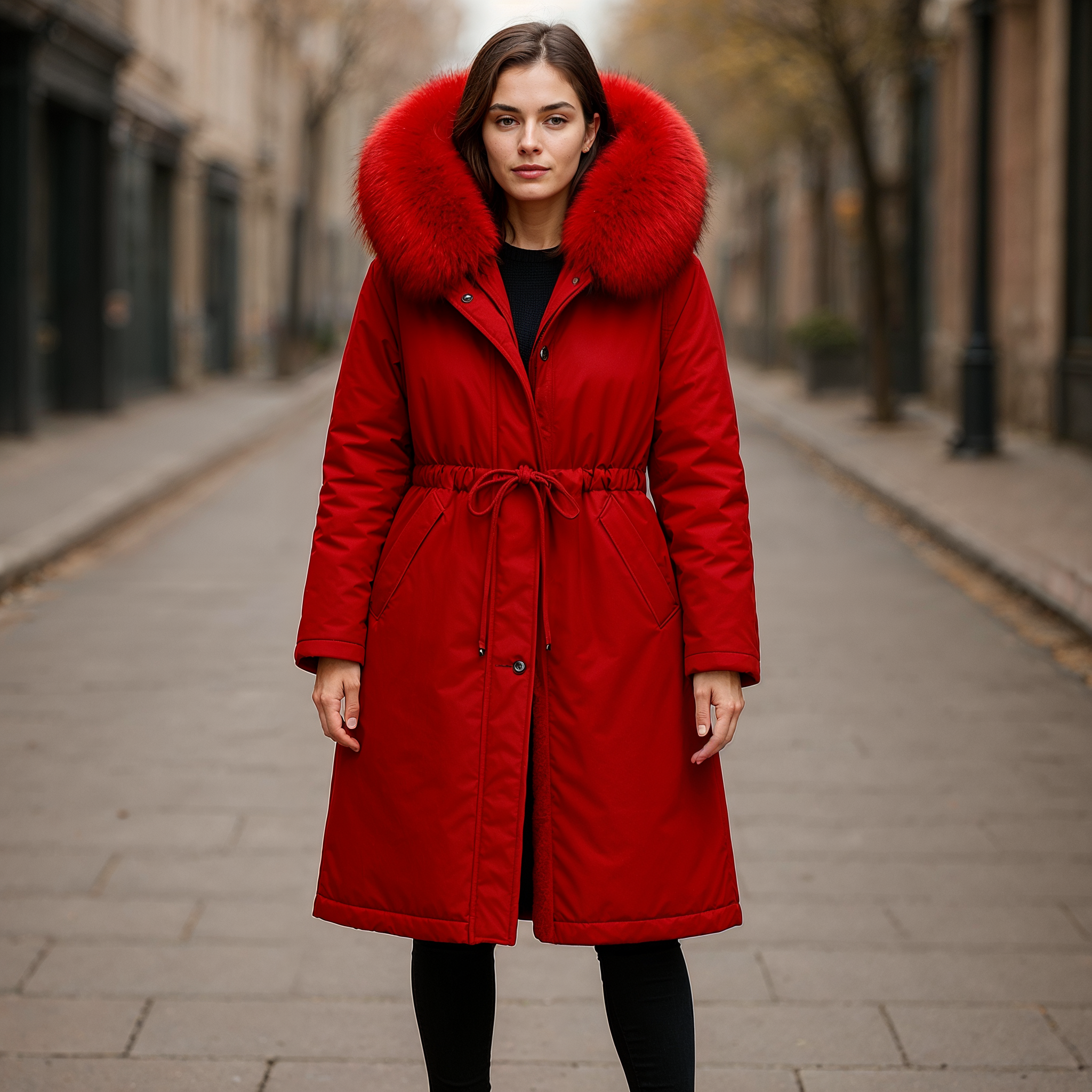 Lianna Parka Damska Zima – Wodoodporna, Oversize Kaptur i Regulowany Pas