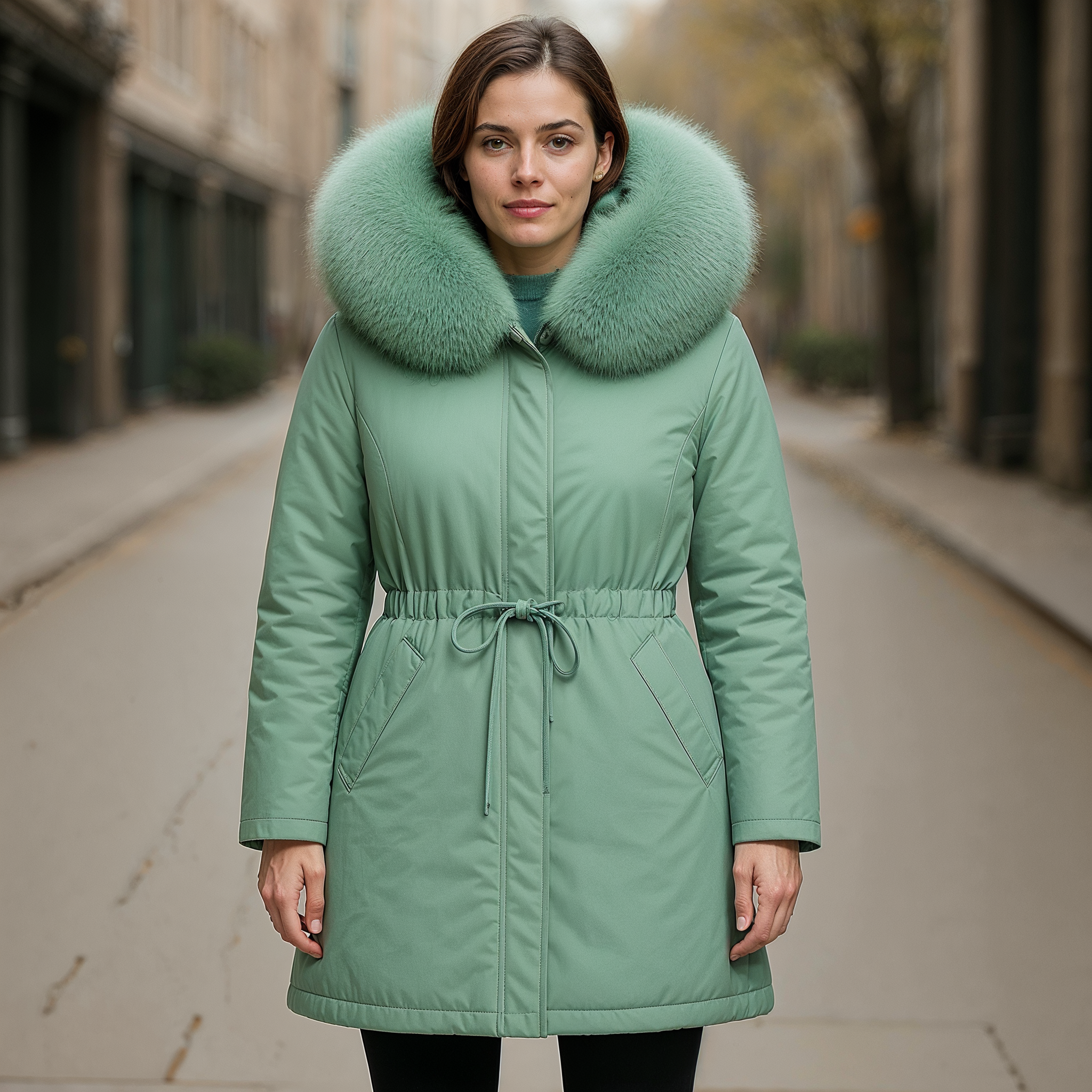 Lianna Parka Damska Zima – Wodoodporna, Oversize Kaptur i Regulowany Pas