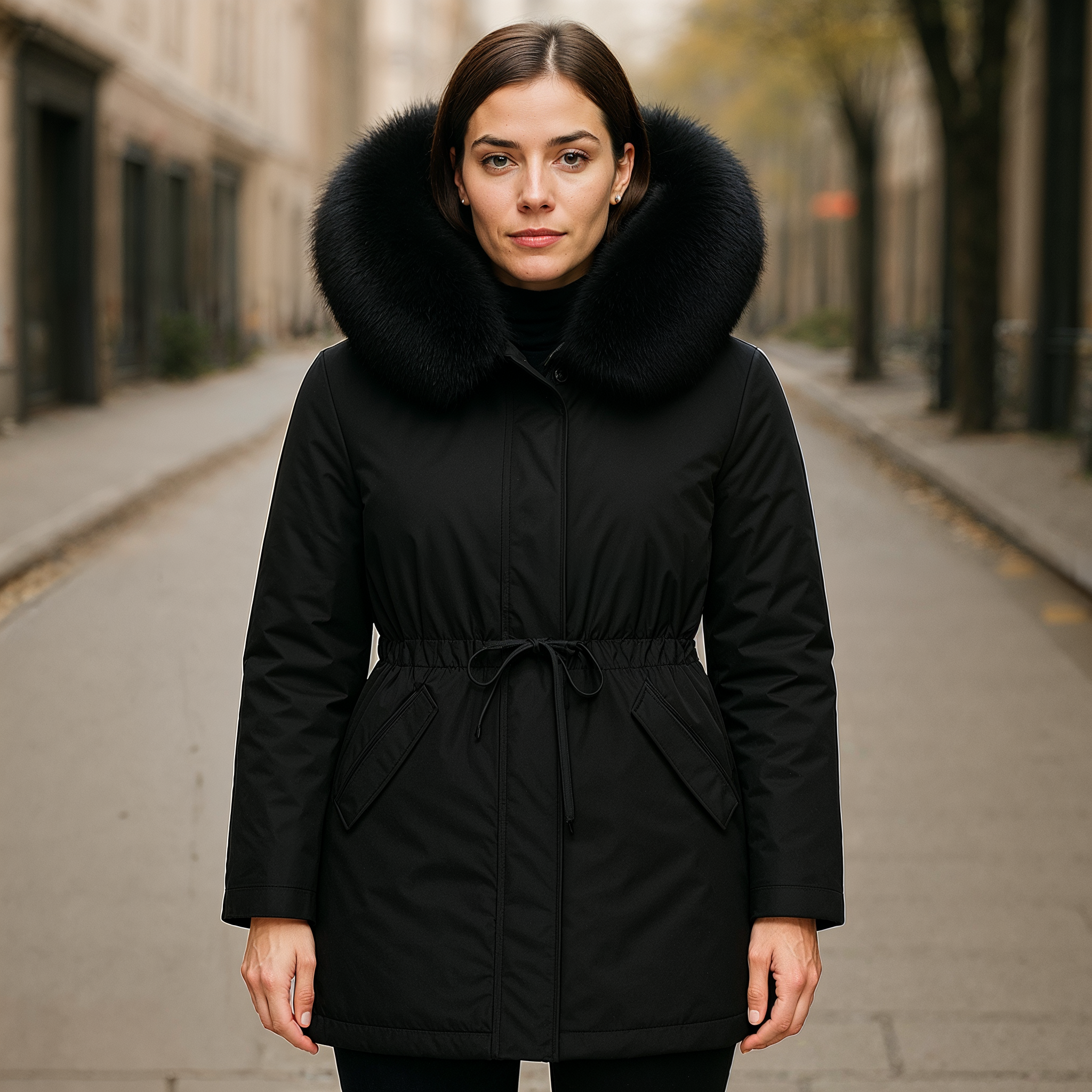 Lianna Parka Damska Zima – Wodoodporna, Oversize Kaptur i Regulowany Pas