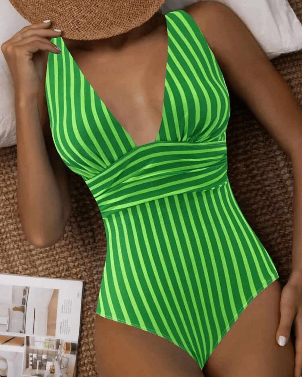 Maillot de Bain Femme Marvella – Maillot Élégant à Rayures avec Coupe Flatteuse & Design Moderne
