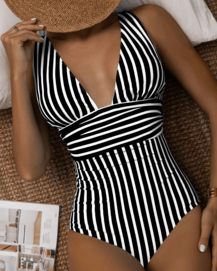 Maillot de Bain Femme Marvella – Maillot Élégant à Rayures avec Coupe Flatteuse & Design Moderne